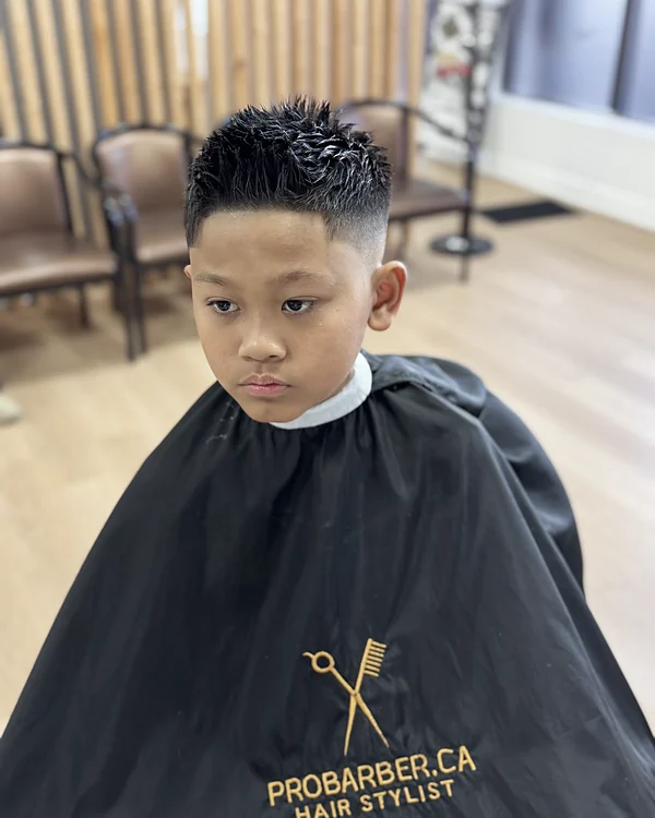 Kids spiky fade at Probarber, Mississauga