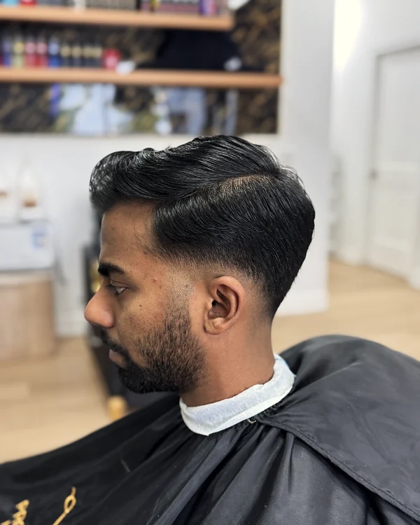 Side part, scissor finish at Probarber, Mississauga