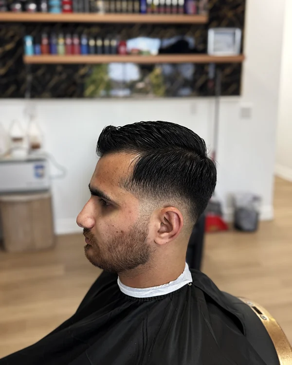 Pompadour with low taper at Probarber, Mississauga
